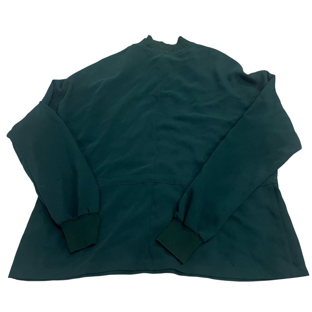 Ted Baker London Womens Dark Green Long-Sleeve Blouse Ribbed Collar Cuffs Size 2